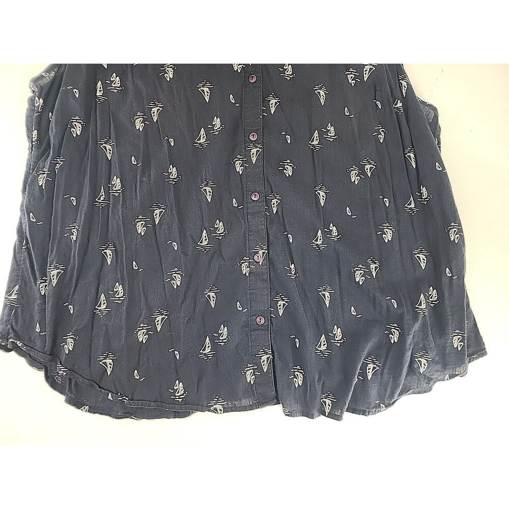 Coastal Nautical Sailboat Sailing Navy‎ Blue Sleeveless Top | Croft & Borrow 3X - Picture 3 of 7